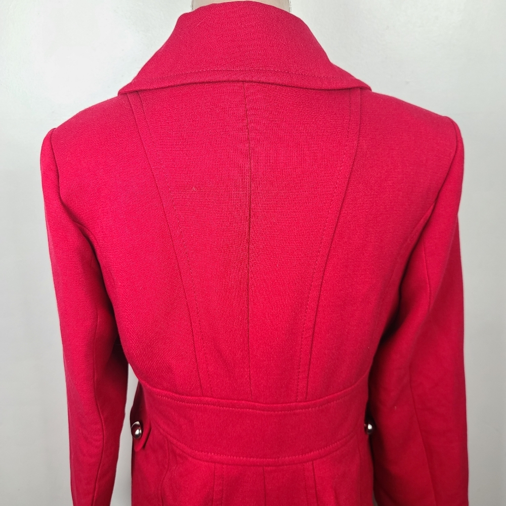 White House Black Market Berry Red Military Inspired Pea Coat M - Picture 8 of 16